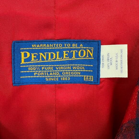 Vintage Pendleton Wool Vest Red and Green Waistcoat Lined Plaid Size 44 - Picture 2 of 8